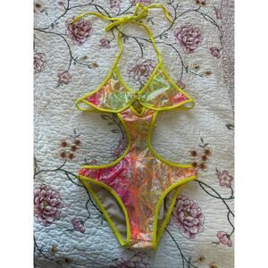 blvd yellow and pink y2k nwt swim one piece